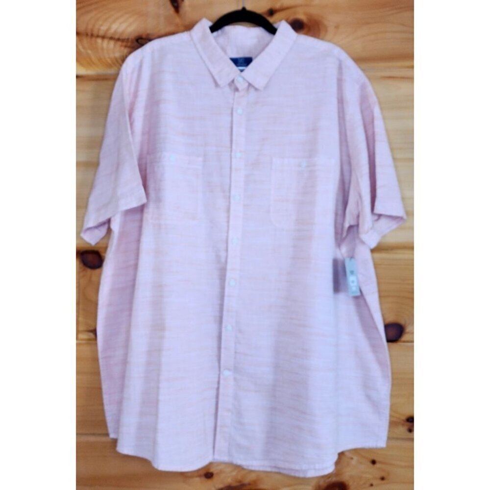 George Mens Shirt Size 2XL 50-52 Orange Striped Classic Fit Lightweight Pockets